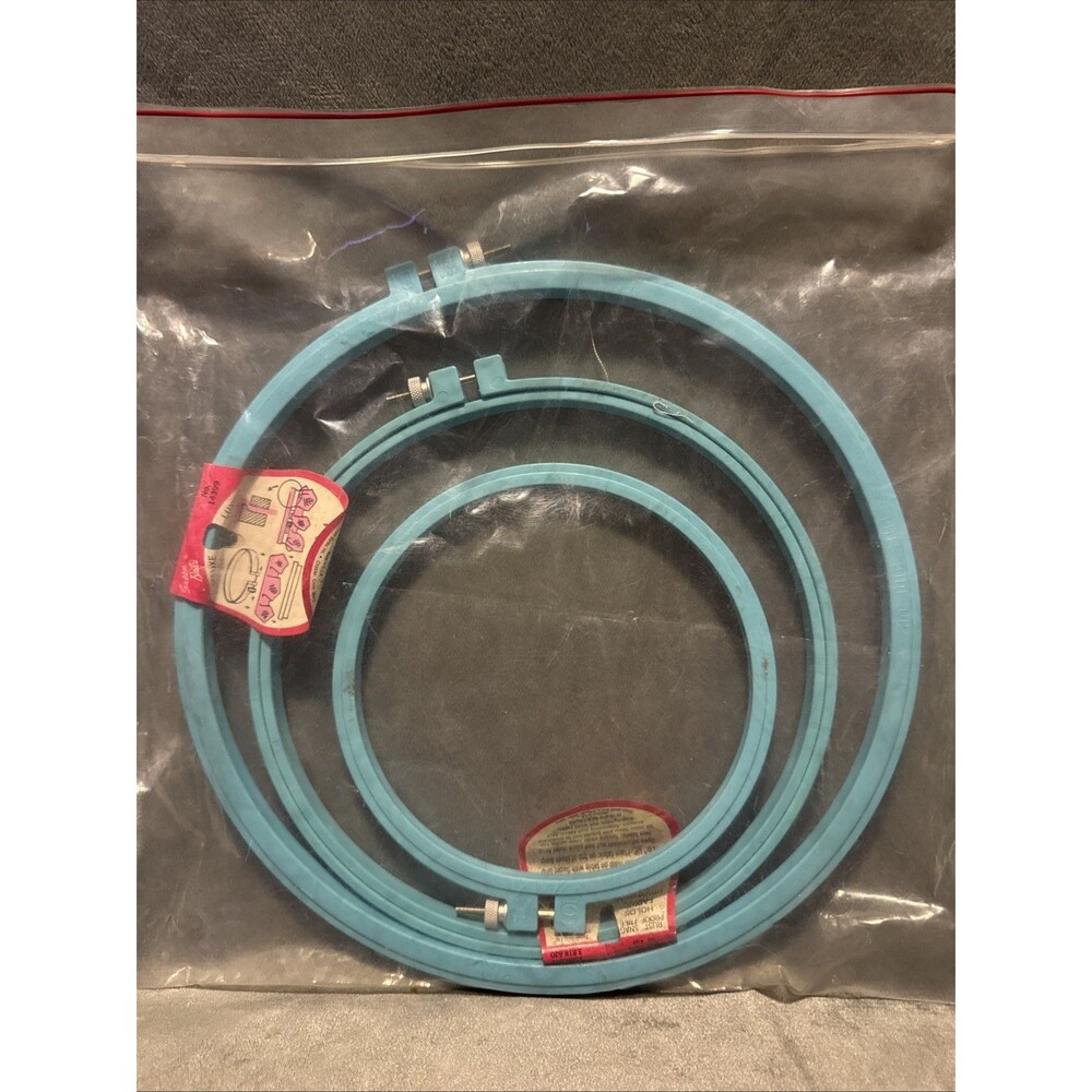 Vintage 80s Susan Bates Deluxe Super Grip Embroidery Hoop Set 10" 8" 6"